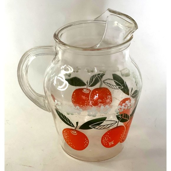 Vintage Orange Juice Pitcher MCM Libbey Glass 7.5" x 3.5" - Picture 10 of 13